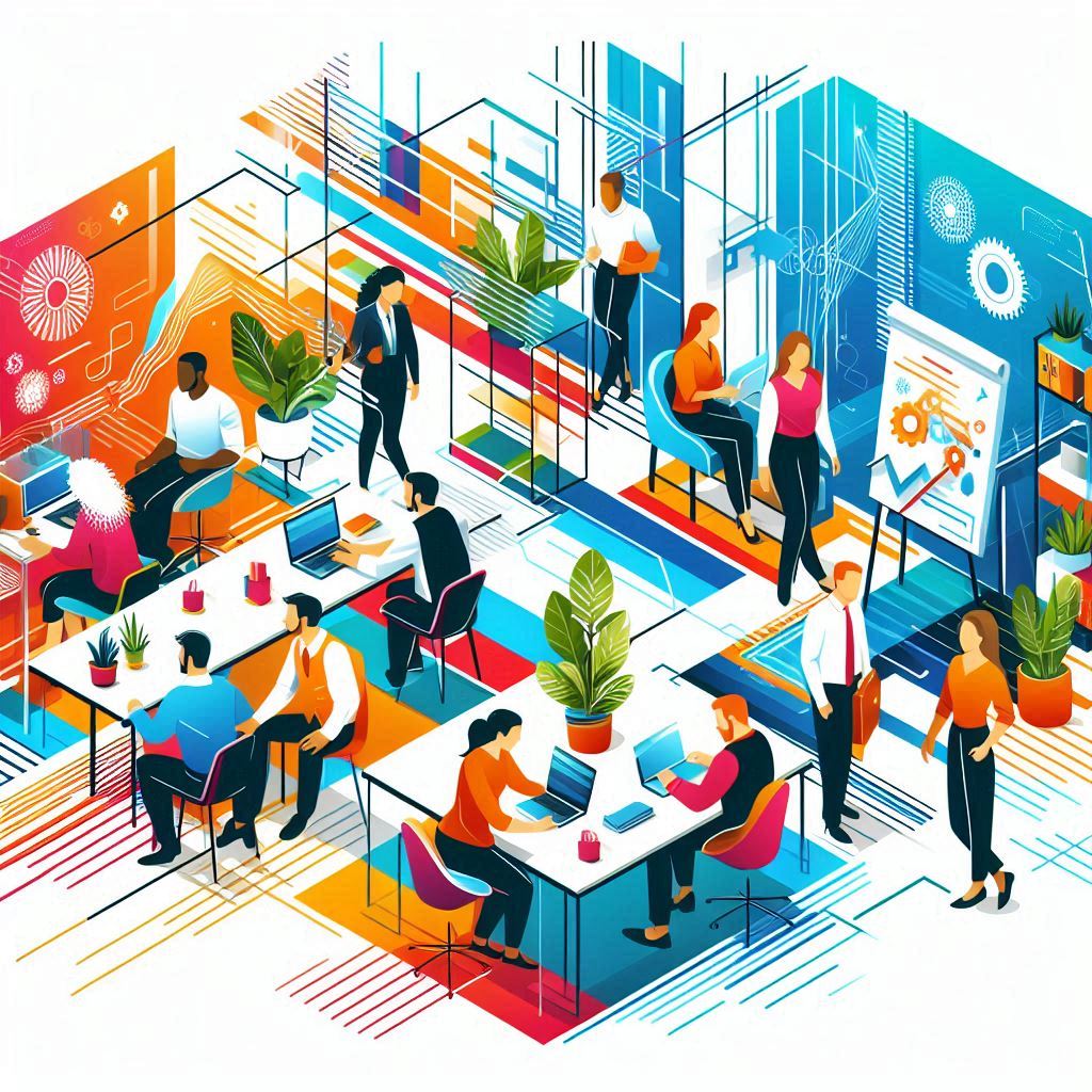 Grafika mająca na celu przedstawienie usługi co-working w Niemczech