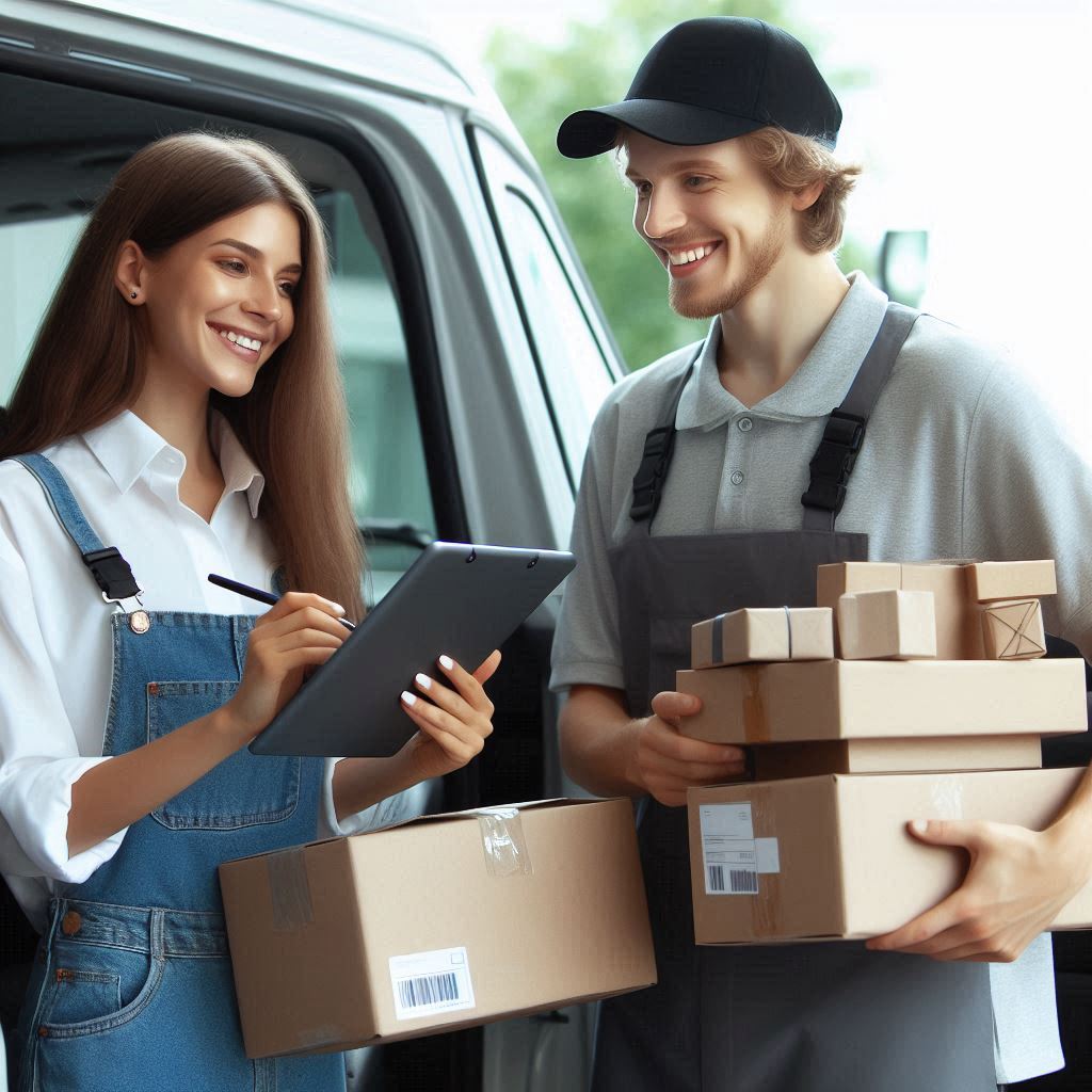 Grafika nawiązująca do świadczonych usług obsługi zwrotów paczek na terenie Niemiec