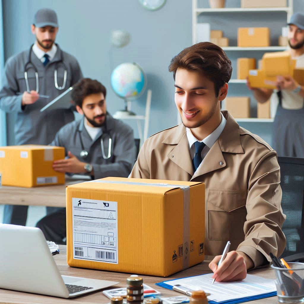 Zdjecie przedstawiajace obsluge paczek na terenie Niemiec.